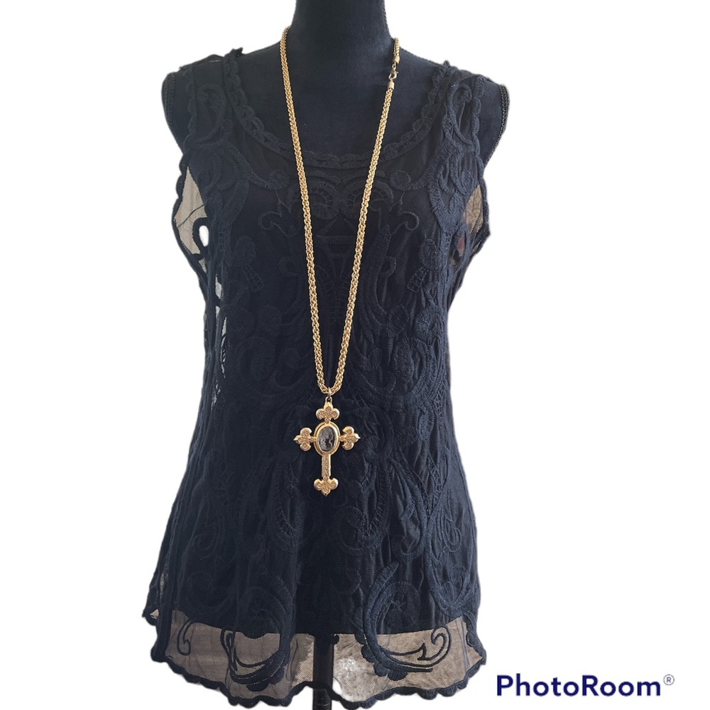 EXPRESS sheer Black lace top